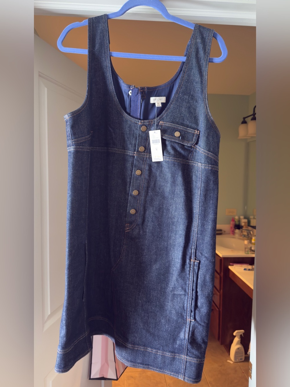 Pilcro Dark Blue Denim Pinafore Dress